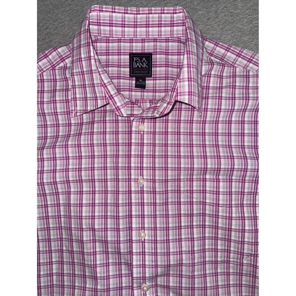 Jos. A. Bank Button Down Mens XXL Purple Traveler Plaid Long Sleeve Shirt